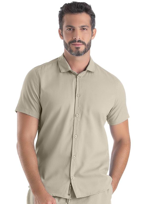 Camisa M/C Viscolinho Bege