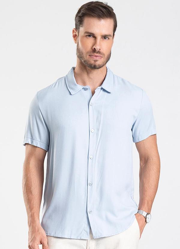 Vista 2 Camisa Masculina Azul Diametro Diametro