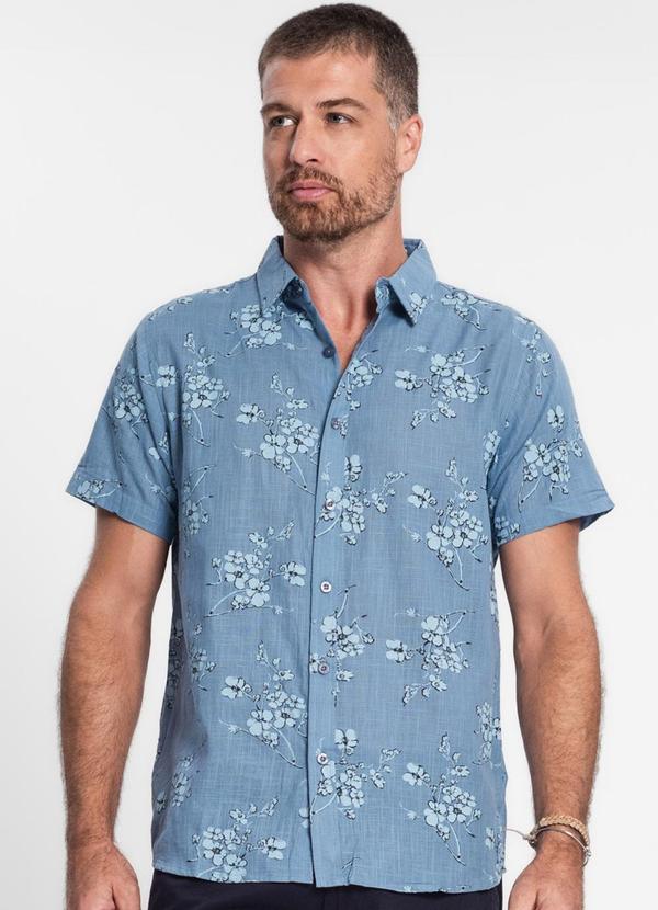 Camisa Masculina em Tricoline Azul