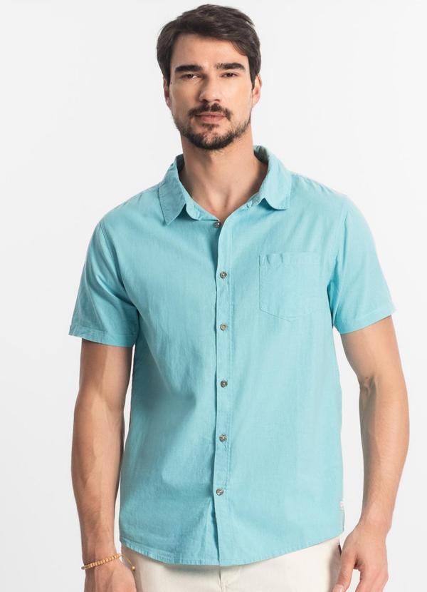 Camisa Masculina em Tricoline Azul