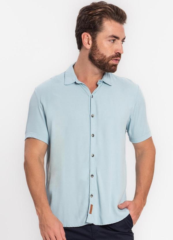 Vista 2 Camisa Masculina em Viscose Dobby Azul Diametro Diametro