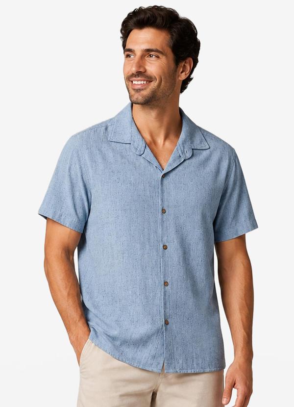 Camisa Masculina Linho Strong Azul