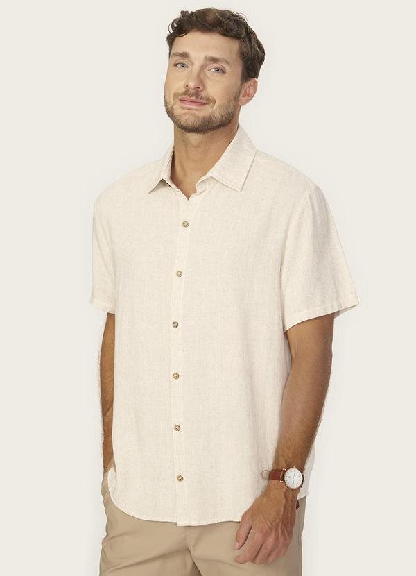 Camisa Masculina Linho Strong Bege
