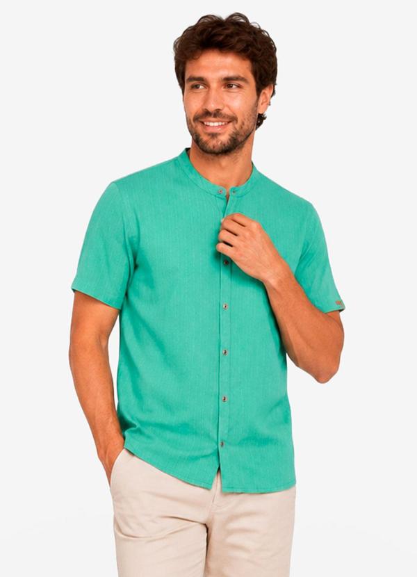 Camisa Masculina Listras Geométricas Verde