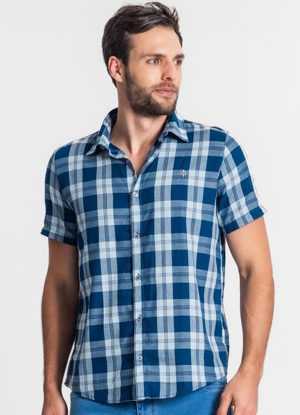 Camisa Manga Curta Xadrez Azul