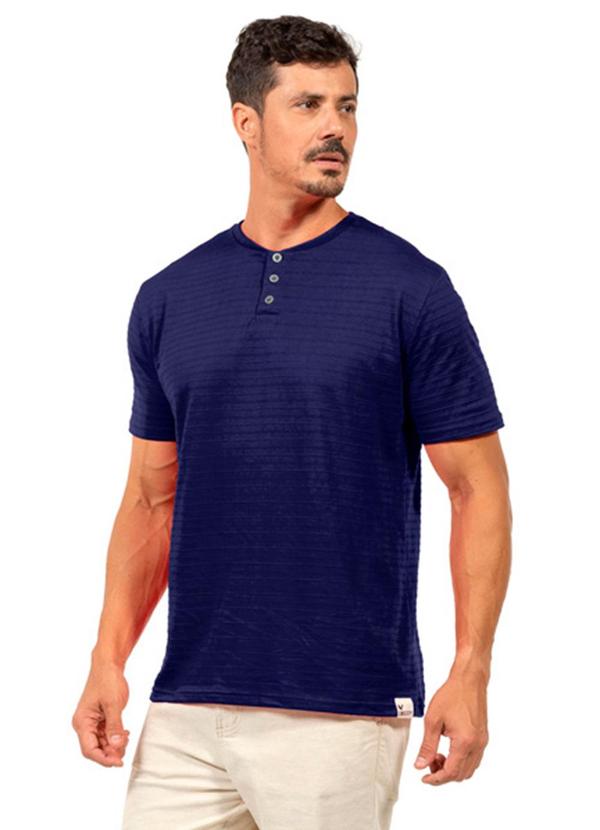 Camisa Piquet Masculina Azul