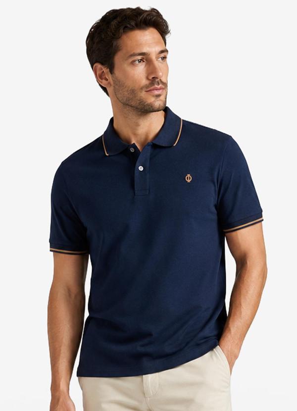 Camisa Polo Masculina Cotton Leve Uv Azul