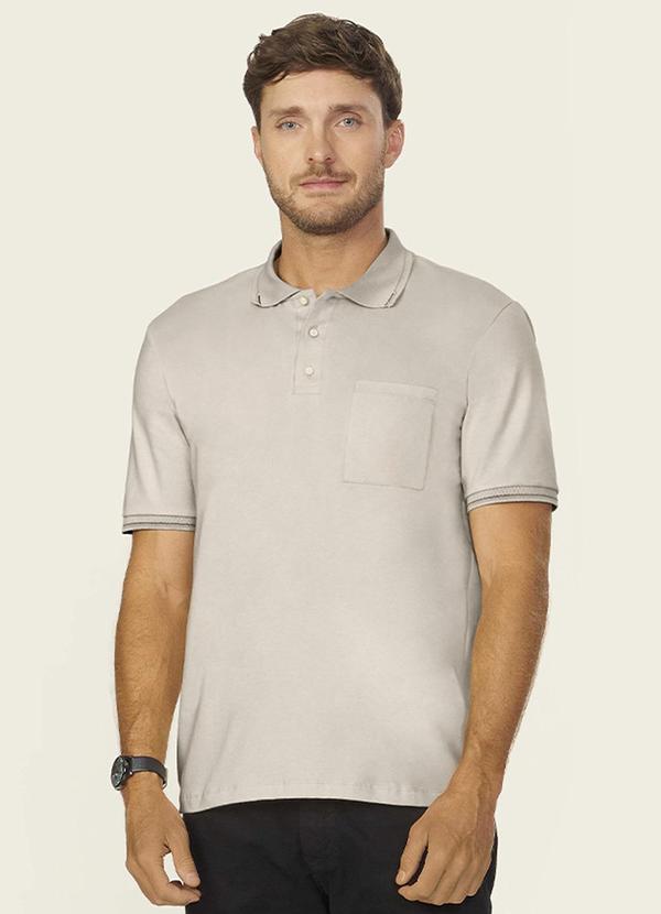 Camisa Polo Masculina Cotton Leve Uv Bege