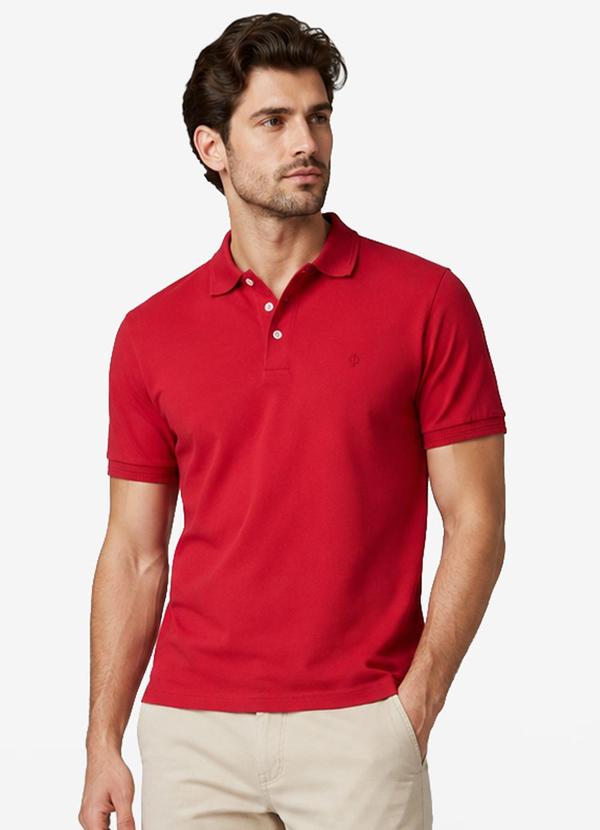 Camisa Polo Masculina Cotton Leve Uv Vermelho