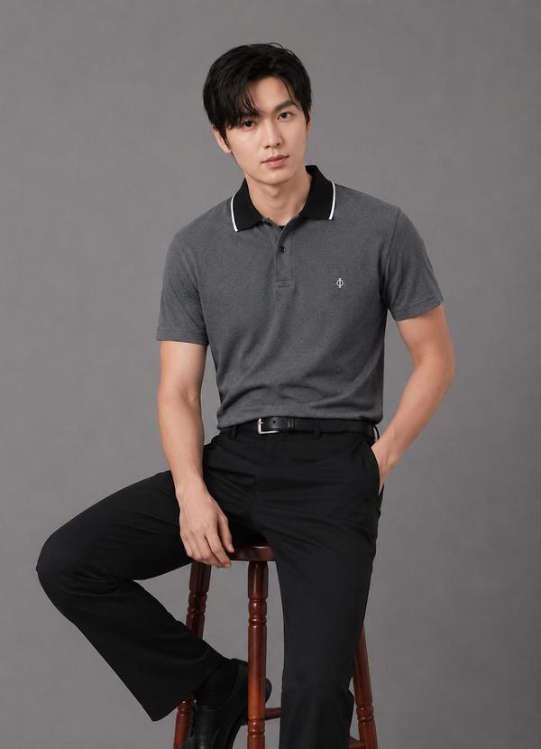 Camisa Polo Masculina em Piquet Preto
