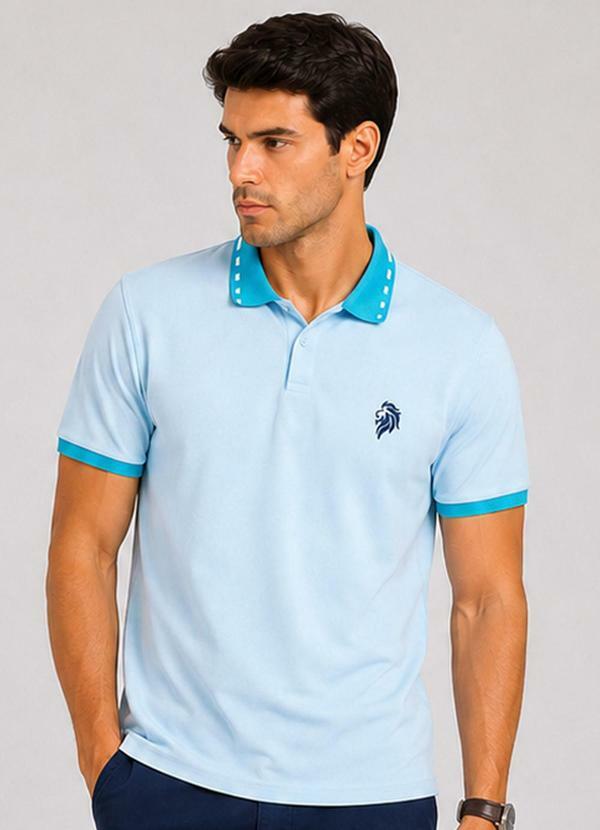 Camisa Polo Masculina Manga Curta Azul