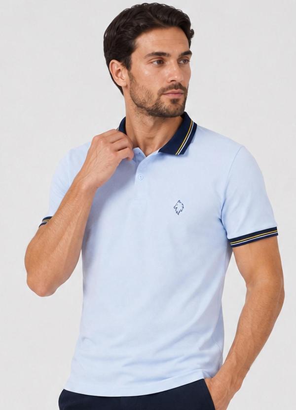 Camisa Polo Masculina Manga Curta Azul