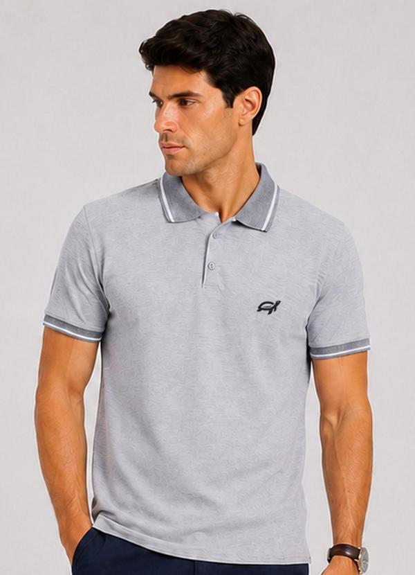 Camisa Polo Masculina Manga Curta Cinza