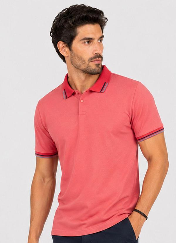 Camisa Polo Masculina Manga Curta Rosa