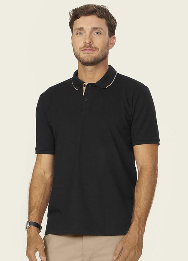 Camisa Polo Masculina Pique Duplo Preto