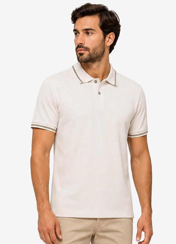 Camisa Polo Masculina Piquet Duplo Bege