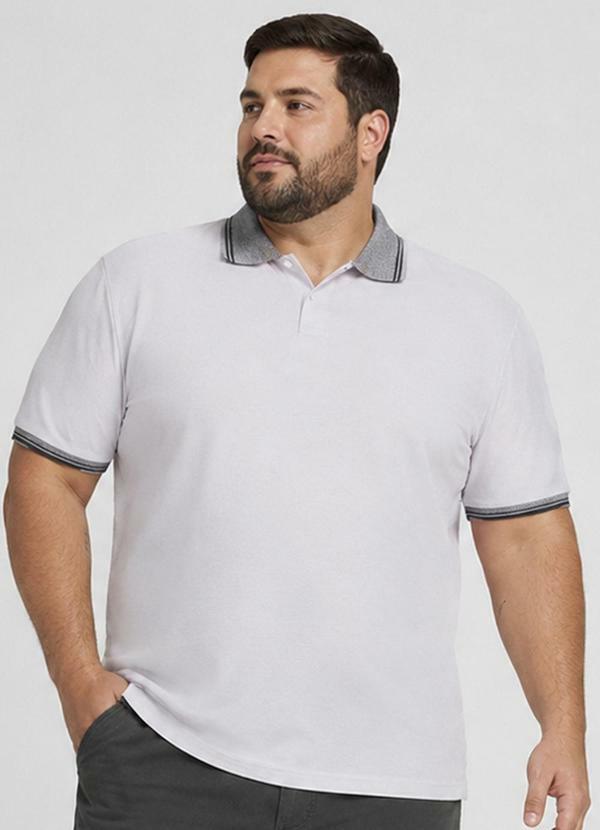 Camisa Polo Masculina Plus Size Manga Curta Cinza