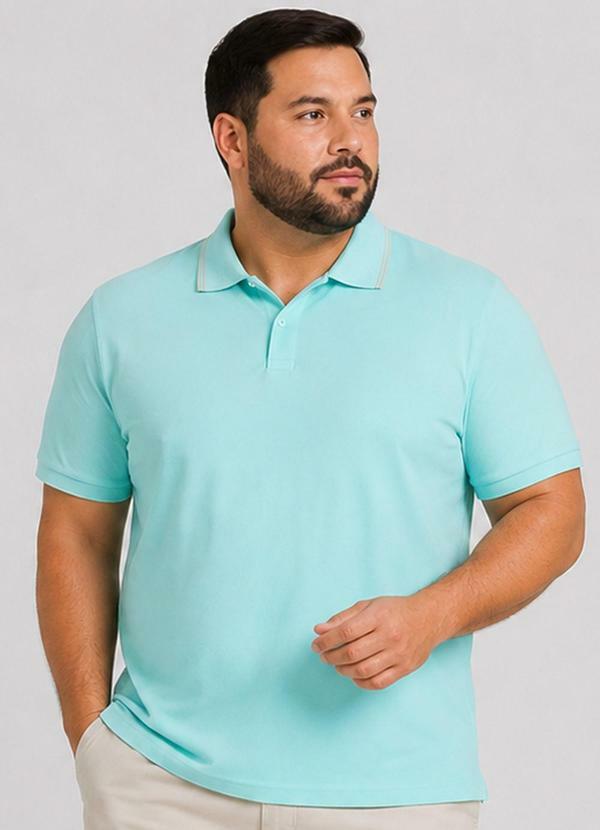 Camisa Polo Masculina Plus Size Manga Curta Verde