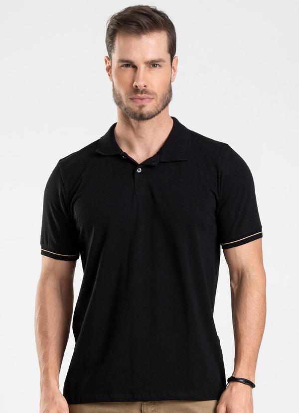 Vista 2 Camisa Polo Masculina Preto