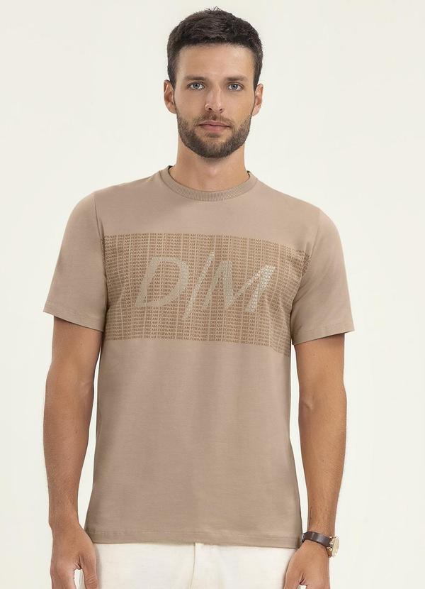 Vista 2 Camiseta Masculina Cotton Leve Marrom Diametro Diametro