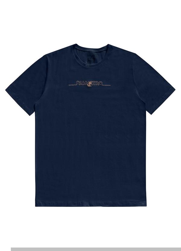 Vista 2 Camiseta Masculina Manga Curta Meia Malha Azul Diametro Diametro