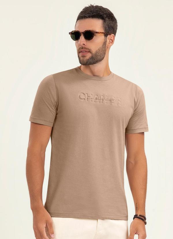 Vista 2 Camiseta Masculina Manga Curta Meia Malha Marrom Diametro Diametro