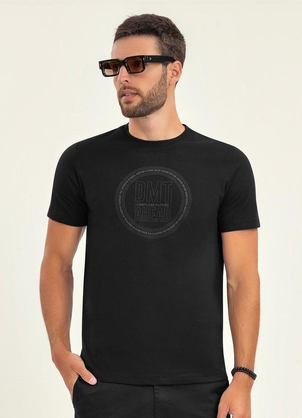 Camiseta Masculina Manga Curta Meia Malha Preto
