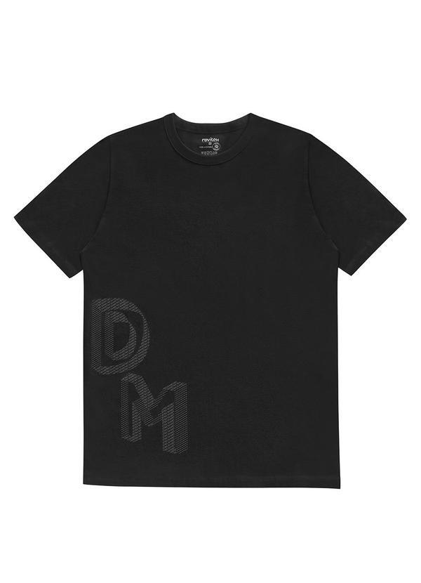 Vista 2 Camiseta Masculina Manga Curta Meia Malha Preto Diametro Diametro