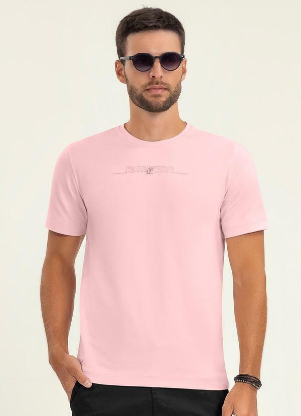 Vista 2 Camiseta Masculina Manga Curta Meia Malha Rosa Diametro Diametro