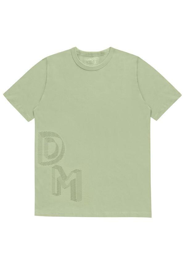 Vista 2 Camiseta Masculina Manga Curta Meia Malha Verde Diametro Diametro