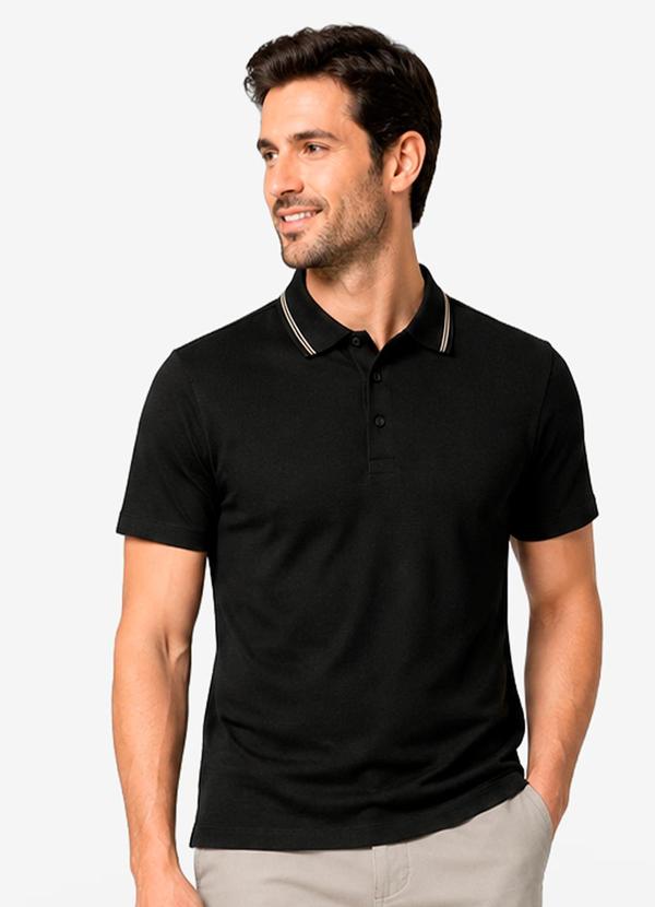 Polo Masculina Malhão Maquinetado Preto