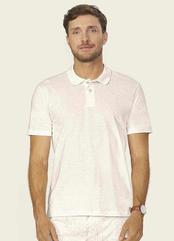 Polo Masculina Meia Malha Texturizada Bege