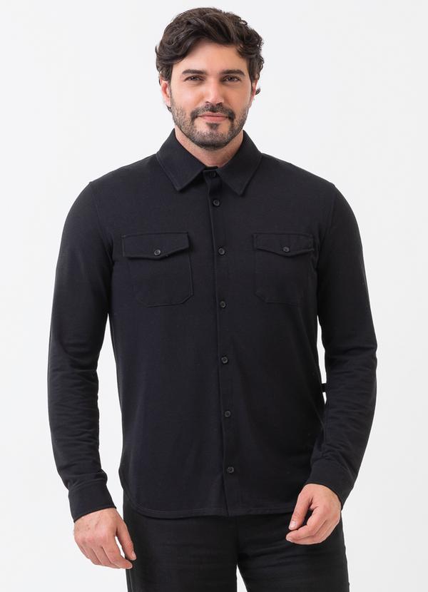 Camisa em Piquet com Elastano Preto