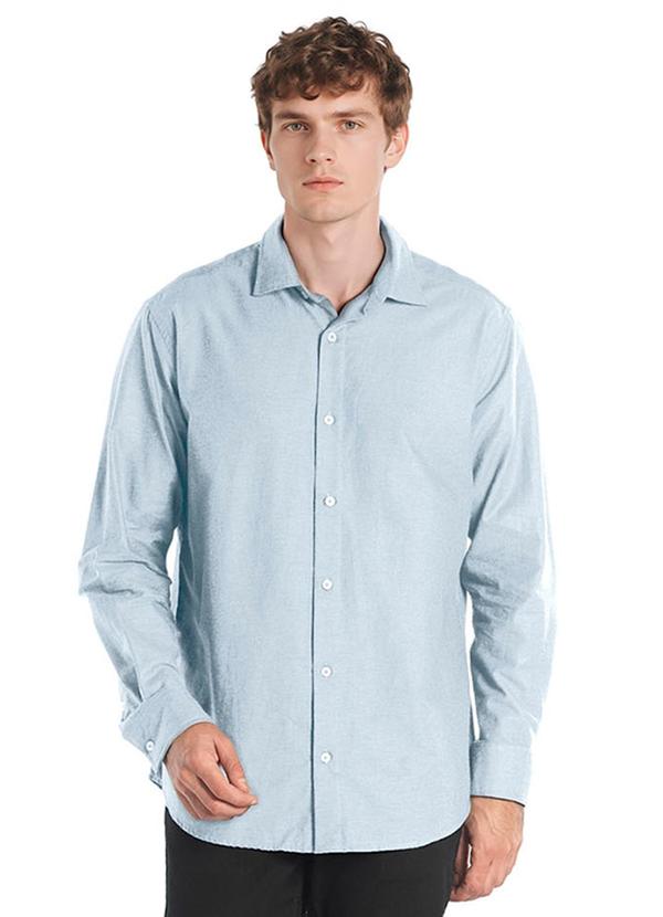 Camisa Manga Longa Regular Azul