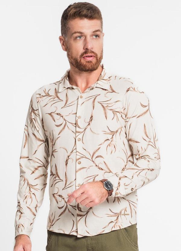 Camisa Manga Longa em Cotton Leve Bege