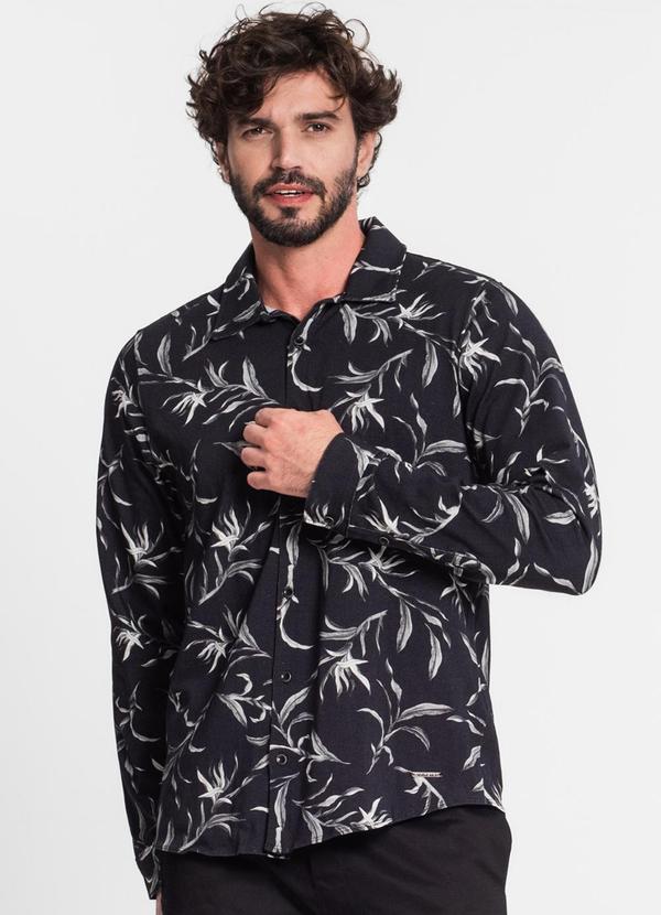 Camisa Manga Longa em Cotton Leve Preto