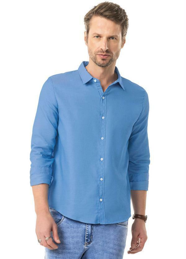 Vista 2 Camisa Manga Longa Fio Tinto Azul Diametro Diametro