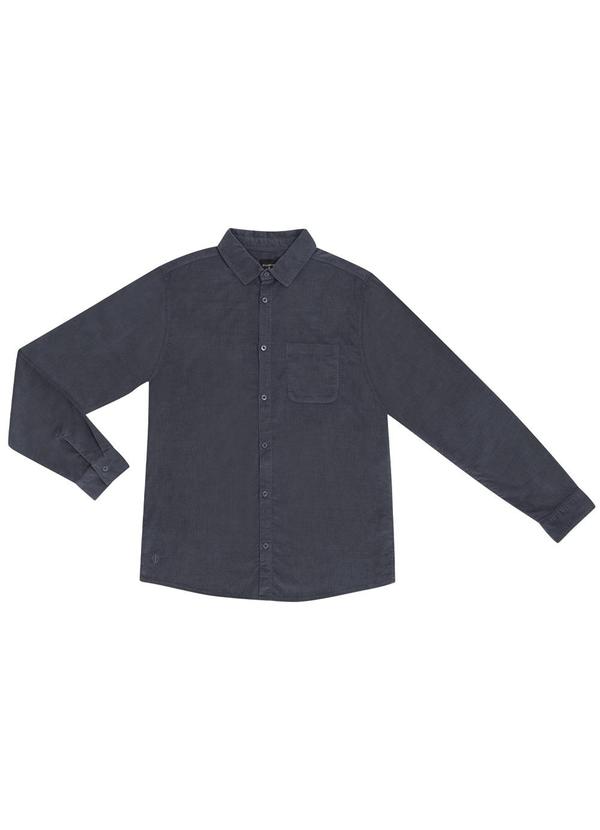 Camisa Masculina com Bolso Cinza