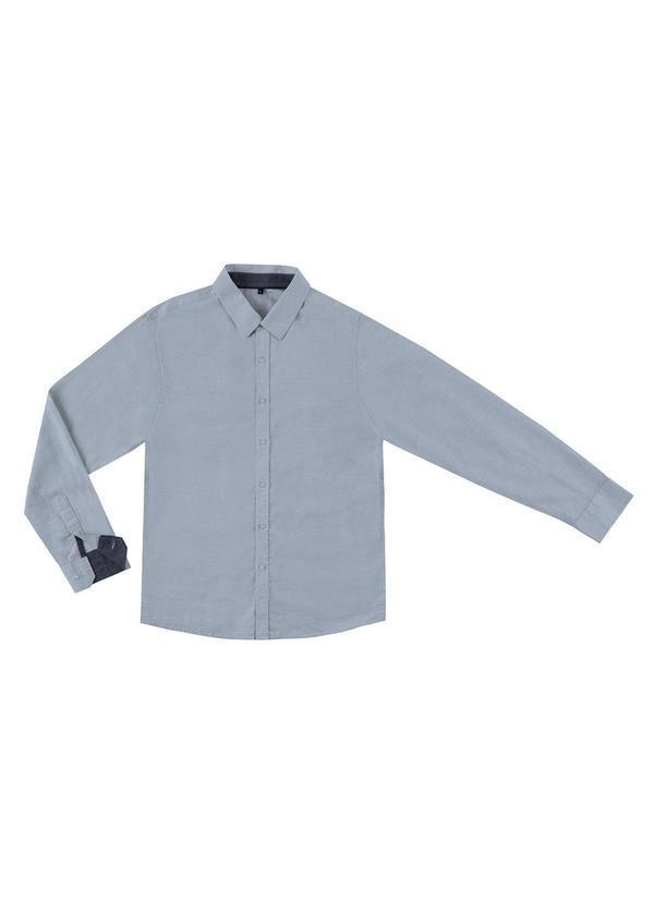 Camisa Masculina Manga Longa em Tricoline Azul