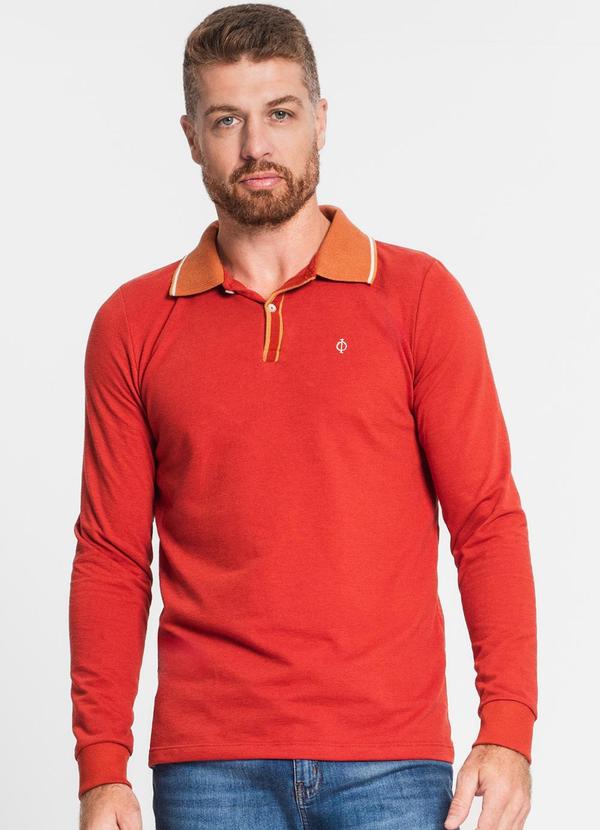 Camisa Polo Masculina Manga Longa Laranja