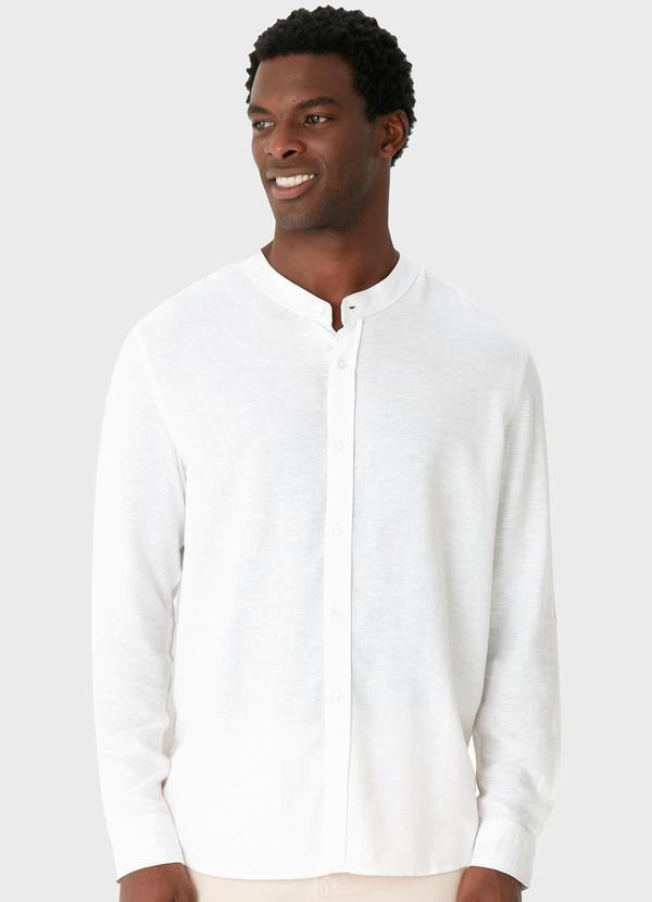 Vista 2 Camisa Tradicional Viscolinho Branco Malwee Malwee