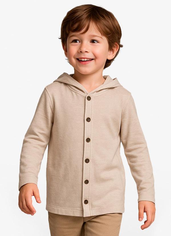 Camiseta Manga Longa com Capuz Bege