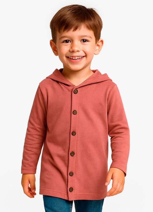 Camiseta Manga Longa com Capuz Rosa