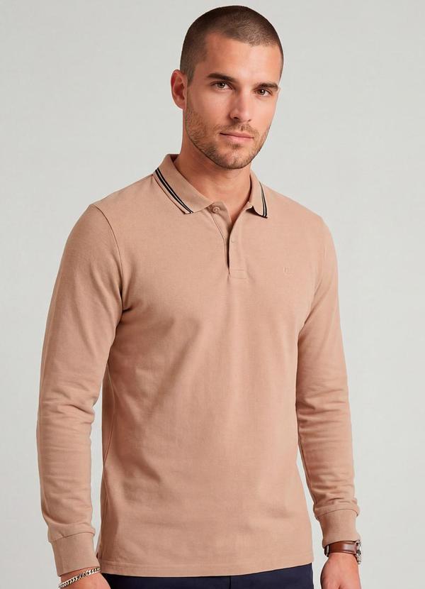 Polo Manga Longa Malhão Marrom