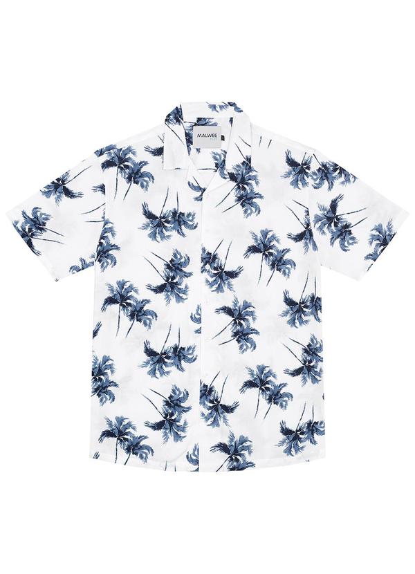 Camisa Branco Tradicional Folhagens