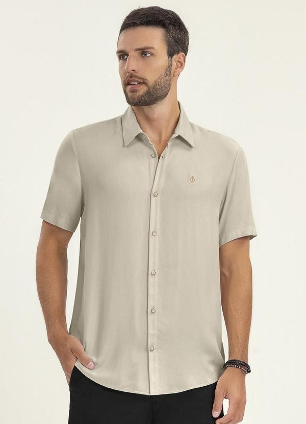 Camisa Masculina Manga Curta Bege