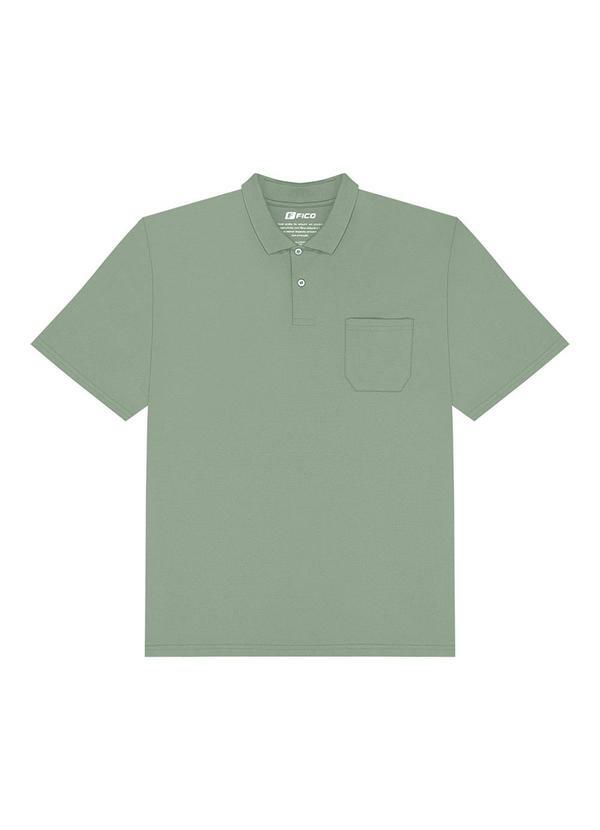 Camisa Polo Básica Plus Size com Bolso Verde