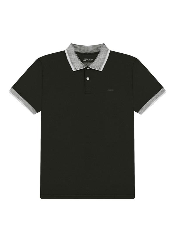 Vista 2 Camisa Polo de Mangas Curtas com Retilínea Preto Fico Fico
