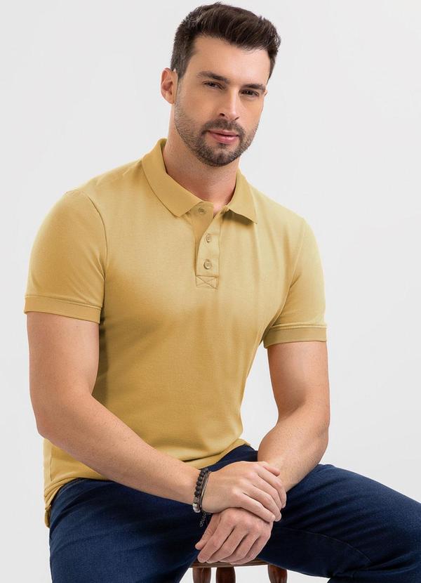 Camisa Polo em Algodão Amarelo Médio