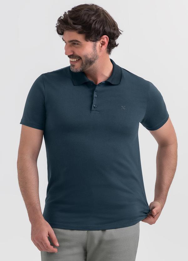 Camisa Polo em Algodão Azul Escuro